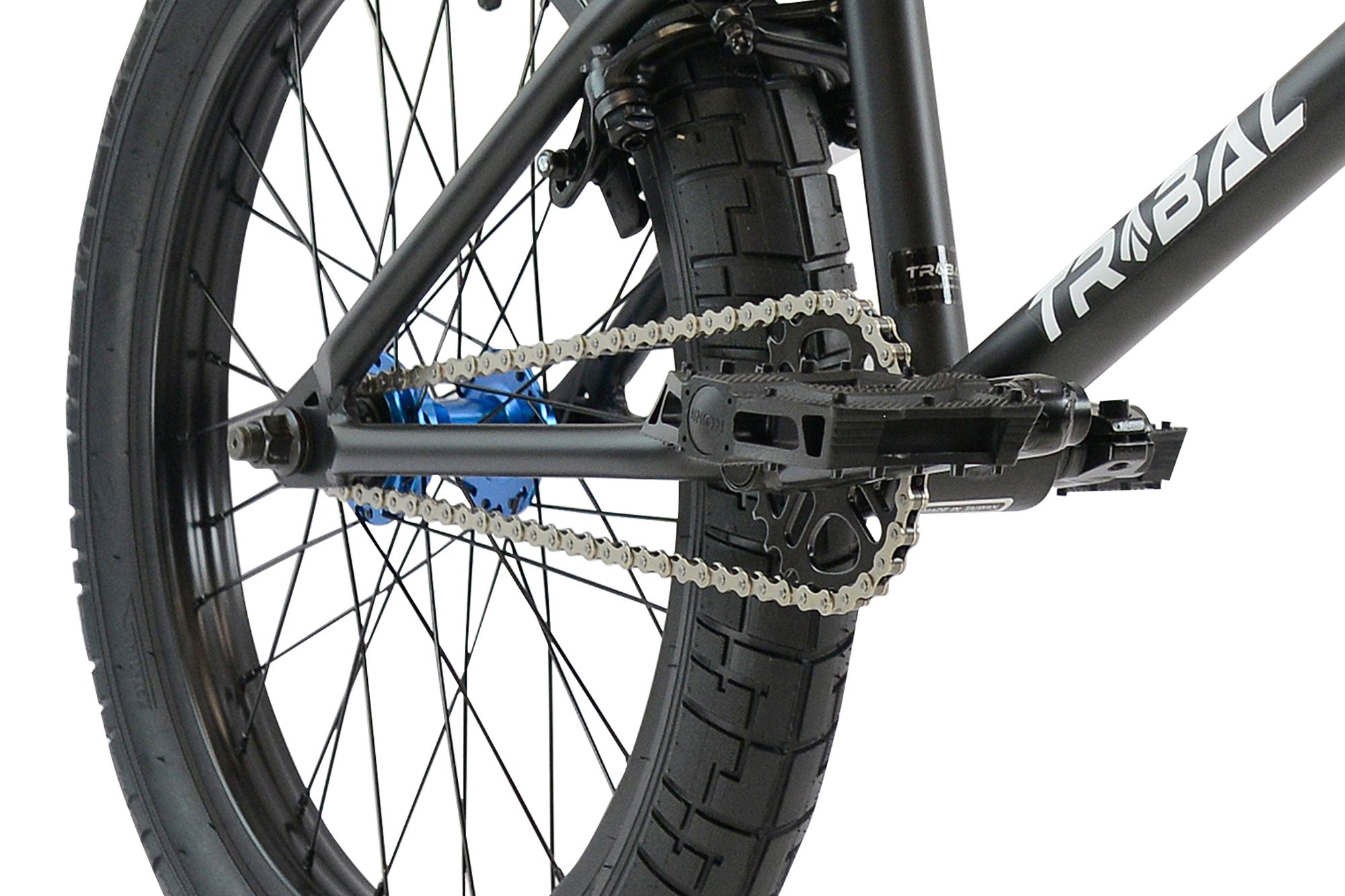 Tribal Dragon BMX Bike - Matte Black / Blue Parts